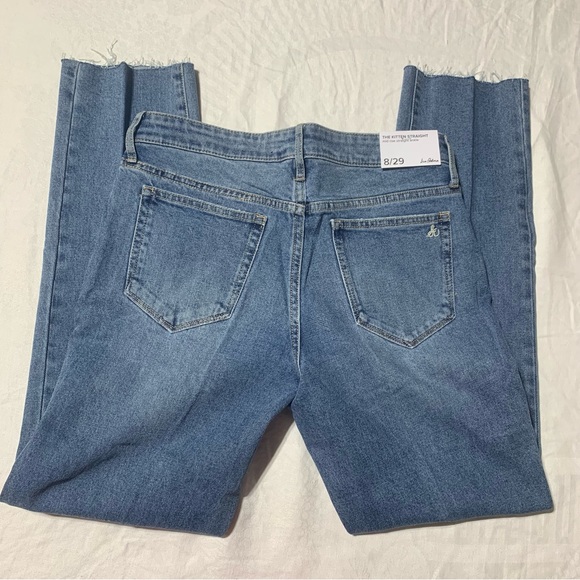 Sam Edelman The Kitten Straight Leg Raw Hem Jeans Quinn Denim Blue NWT Size 8/29 - Picture 9 of 9